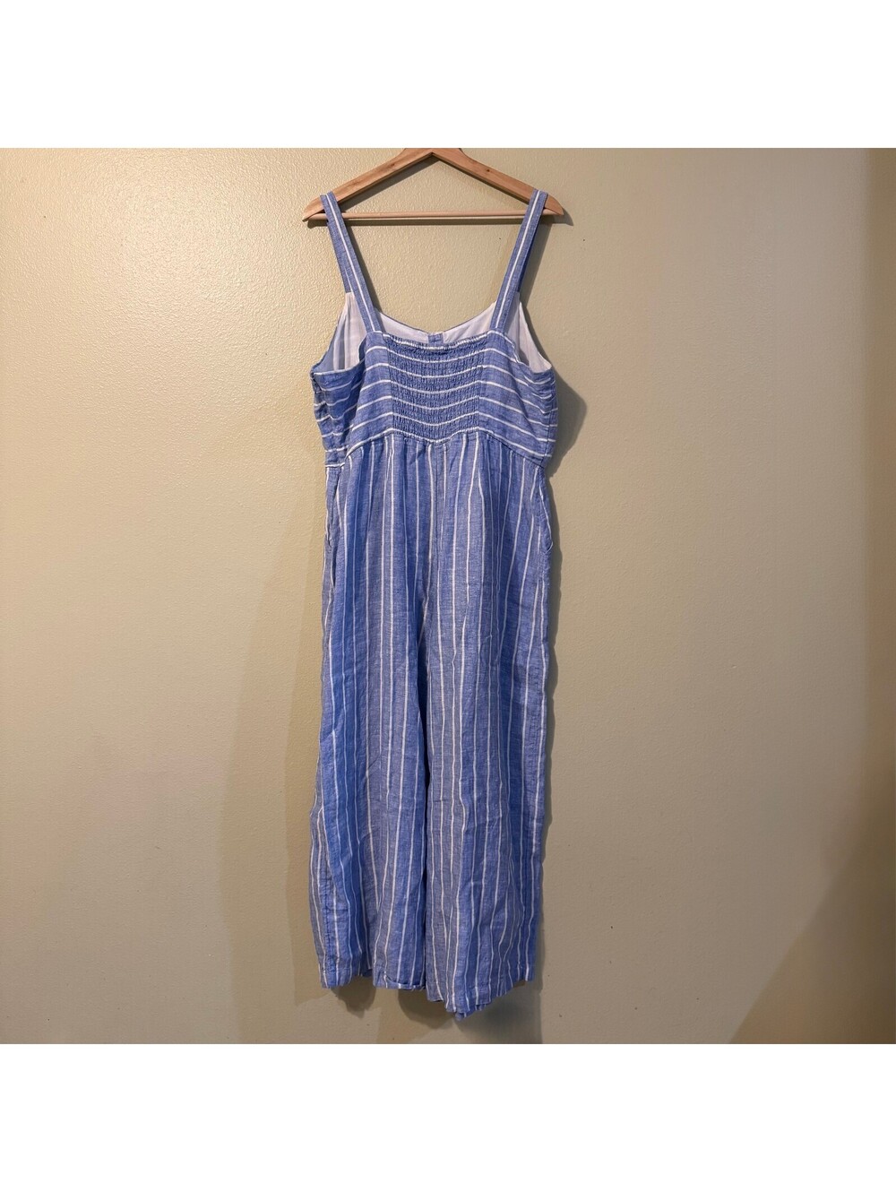 C&C California Blue and White Striped Linen Jumpsuit Size 16 - Picture 3 of 9